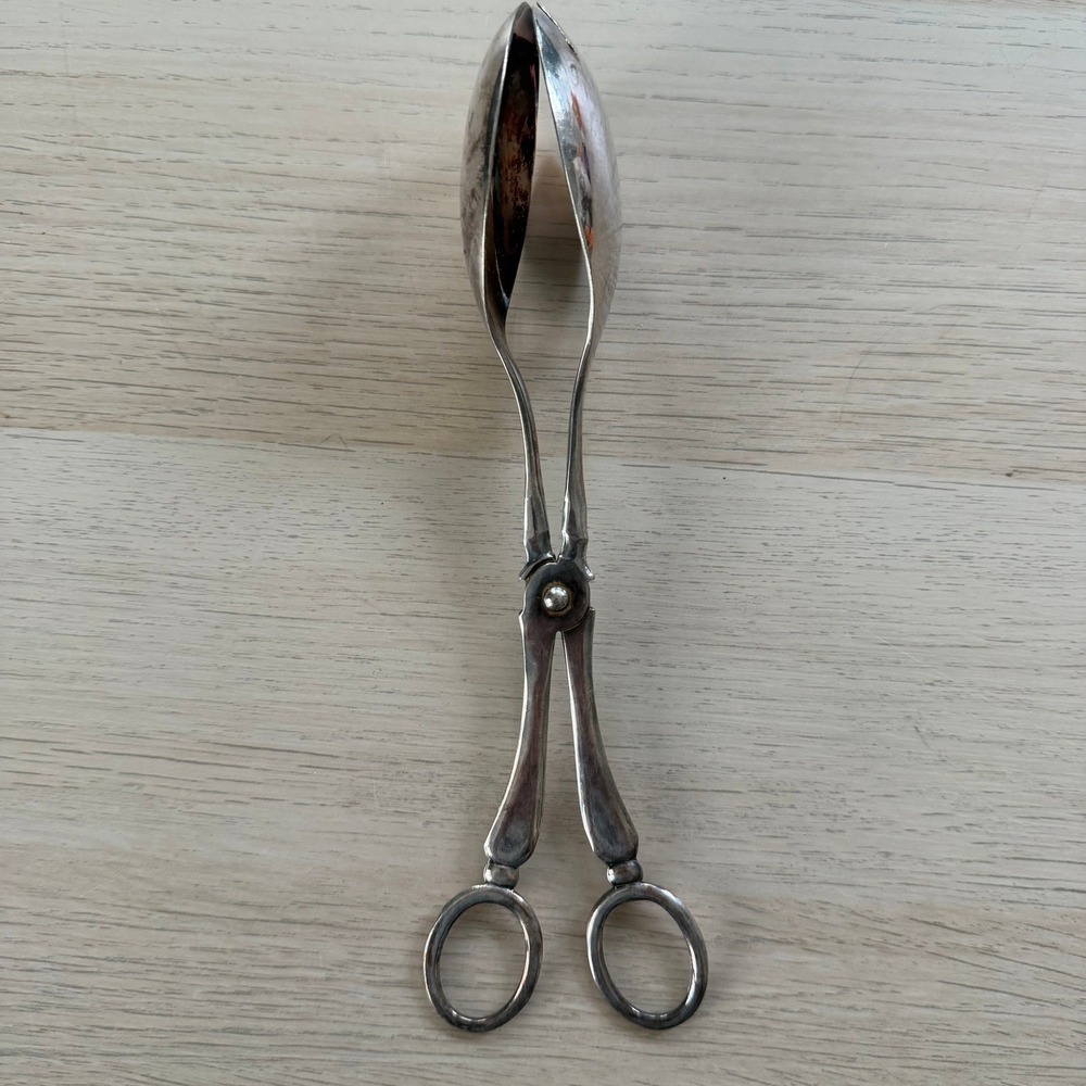 Vintage EPNS Silver Plated Scissor Action Spoon Tongs Made in England